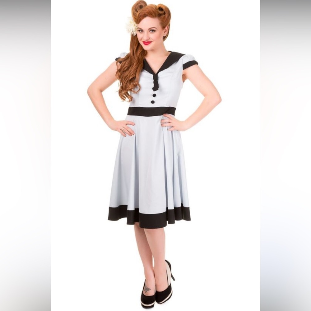 Banned Apparel Retro Midi Dress, Light Blue/Black, Size XS,  NWT